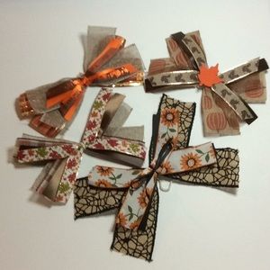 Hand Crafted Bows Fall Ties Back Set of 4
